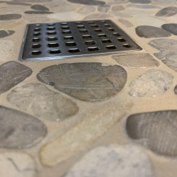 Stone tile shower pan